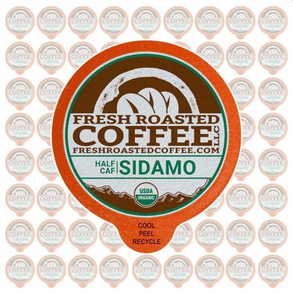 Fresh Roasted Coffee LLC Half Caf Organic Ethiopian Sidamo Coffee Pods