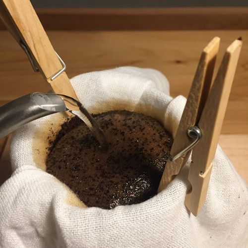 Improvised pour over coffee