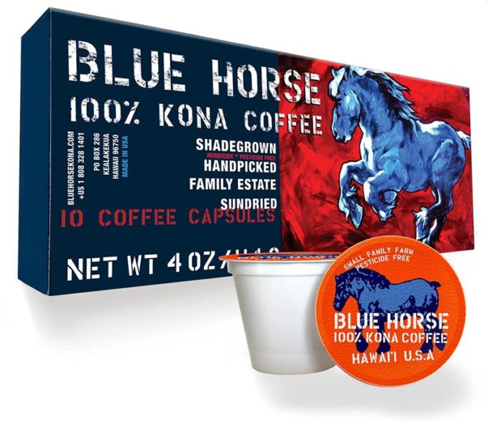 Blue Horse 100 Kona Coffee Single Serve K Cups
