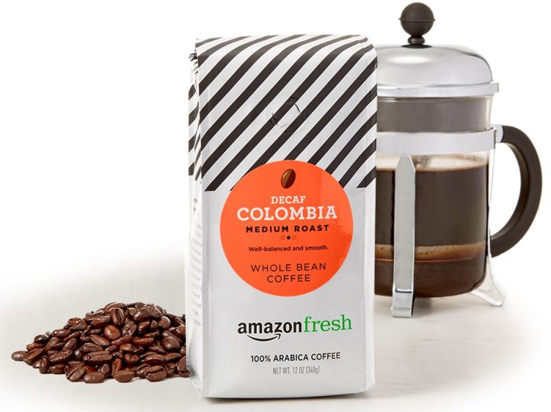 AmazonFresh Decaf Colombia Whole Bean Coffee, Medium Roast