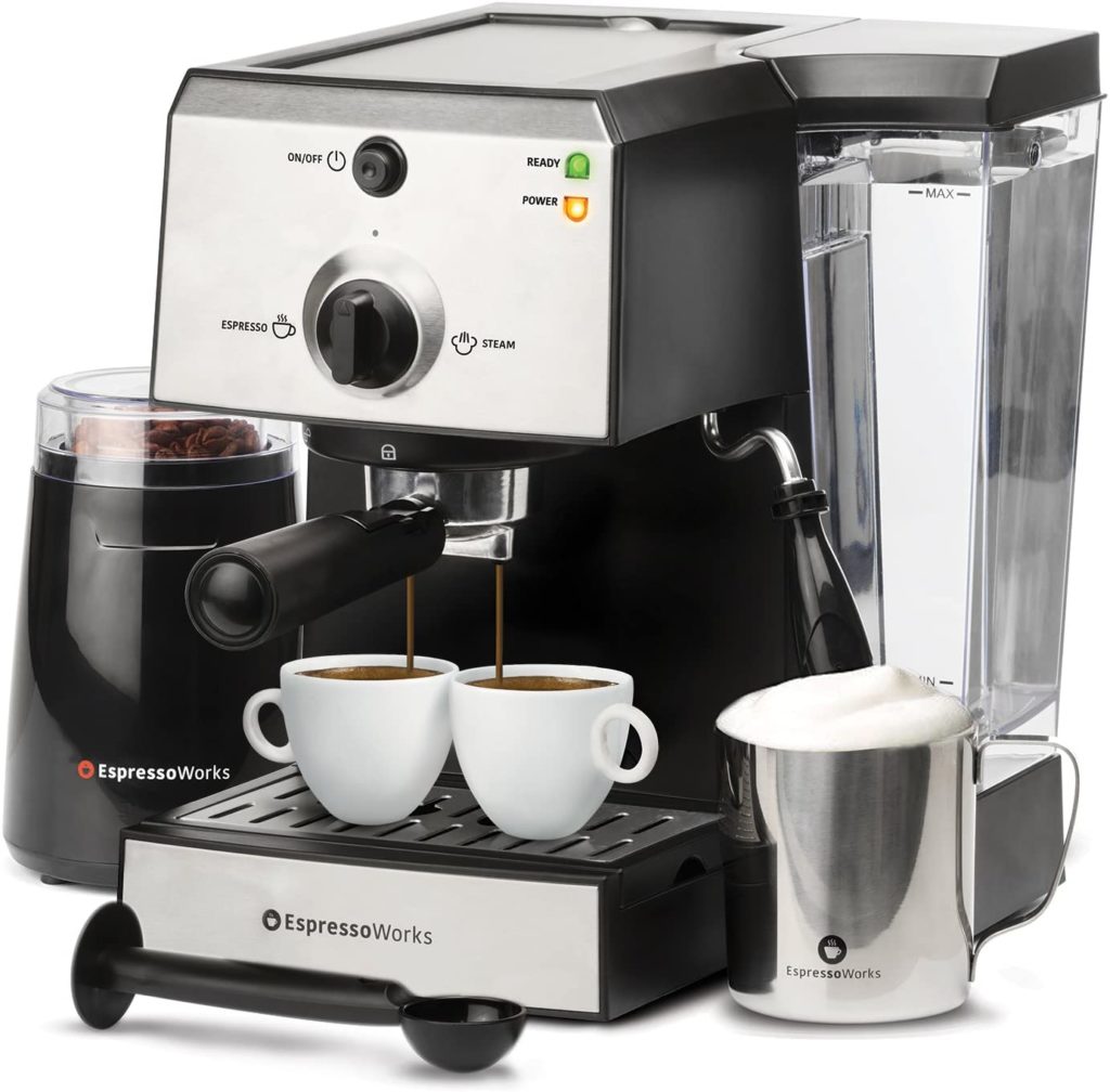 EspressoWorks 7 Pc All-In-One Espresso Machine & Cappuccino Maker