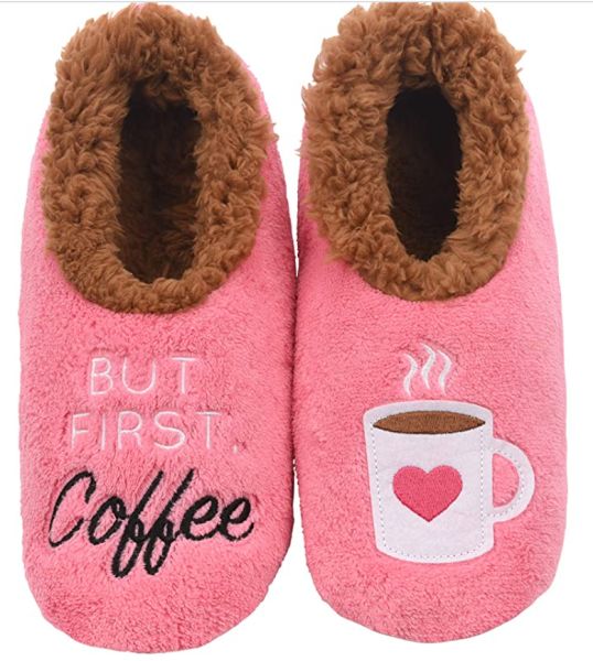 Snoozies Pairables Womens Slippers But First Coffee