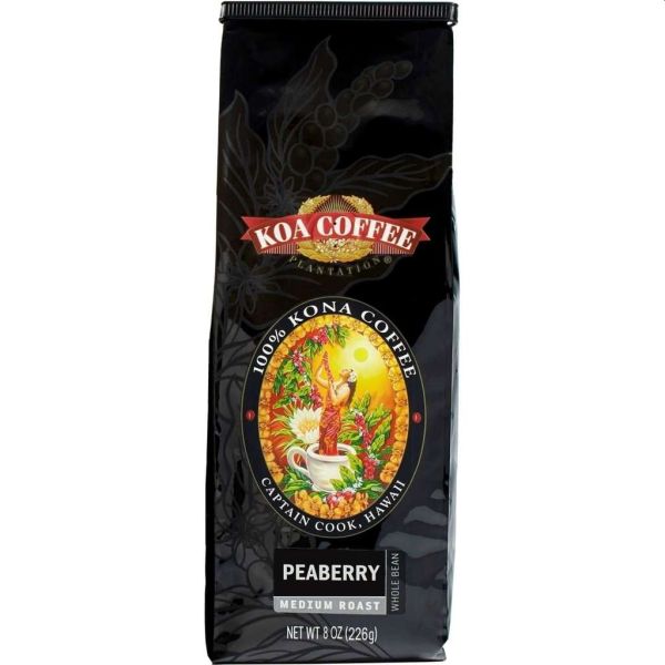 Koa Coffee Peaberry Kona Coffee Medium Roast Whole Bean Kona Coffee